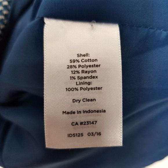 Talbots Women Cotton Blend Jacket Blazer Size 14 Blue Button Up Lined - Picture 6 of 6